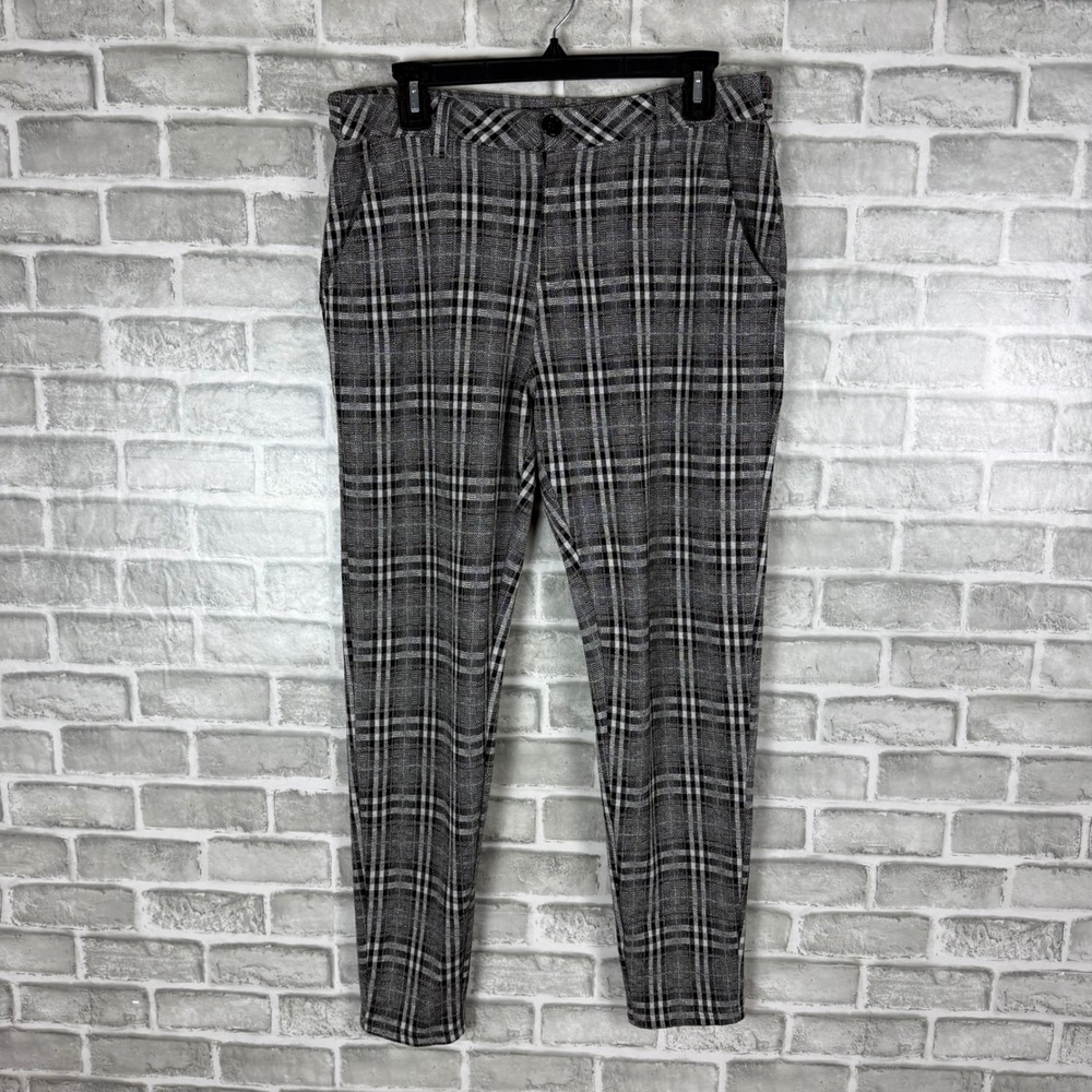 YoungLA Mens 614 Plaid Dapper Trousers Grey Black Slim Fit Pants 34x32 YLA2259